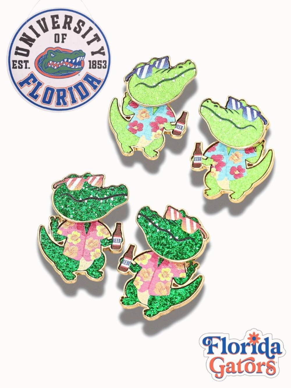 Florida Gators College Football Fan Sparkle Alligator Earrings